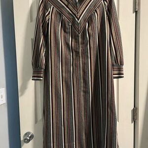 1970’s Vintage Multicolor Striped Long Sleeve Western Dress